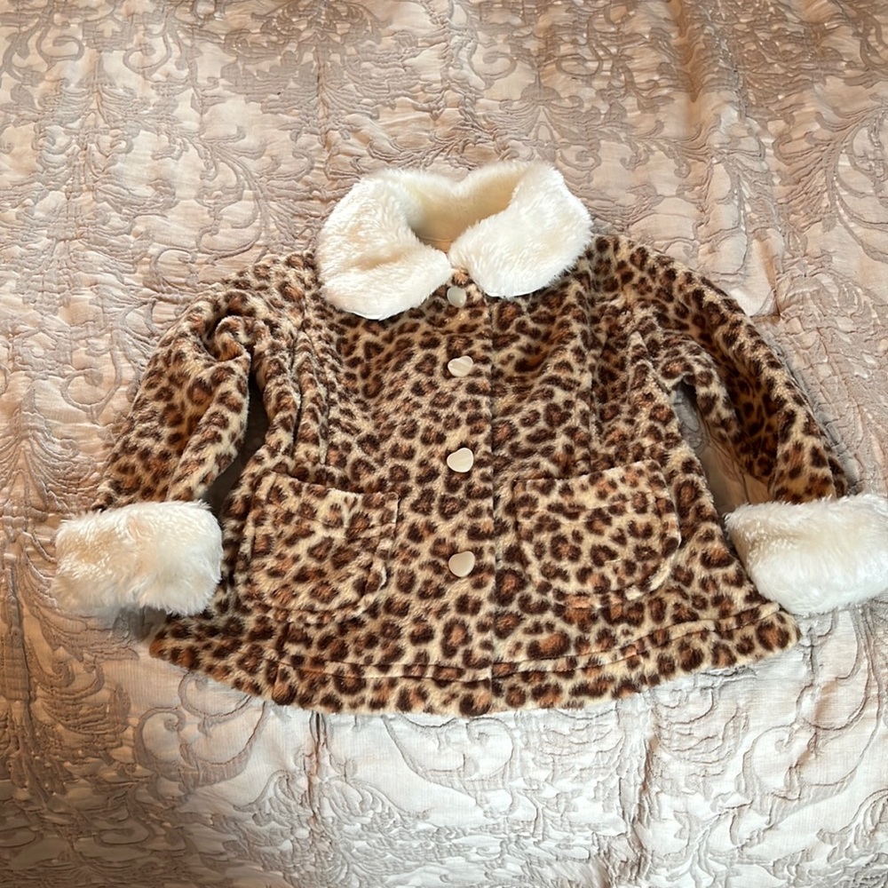Baby Q leopard print jacket, size 12 mo, polyester, great condition. $25
